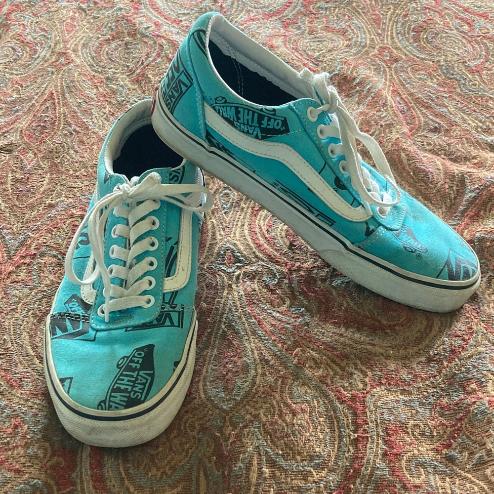 Vans Aqua and White Graphic Sneakers